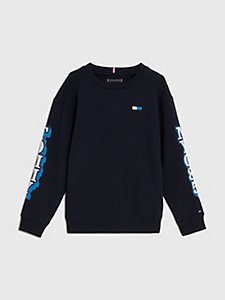 blue logo terry sweatshirt for boys tommy hilfiger