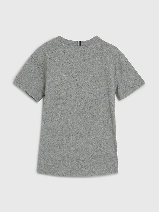 grey essential heathered jersey logo label t-shirt for boys tommy hilfiger