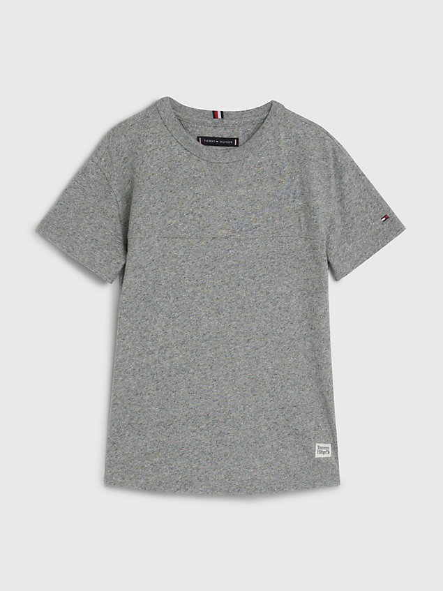 grey essential heathered jersey logo label t-shirt for boys tommy hilfiger