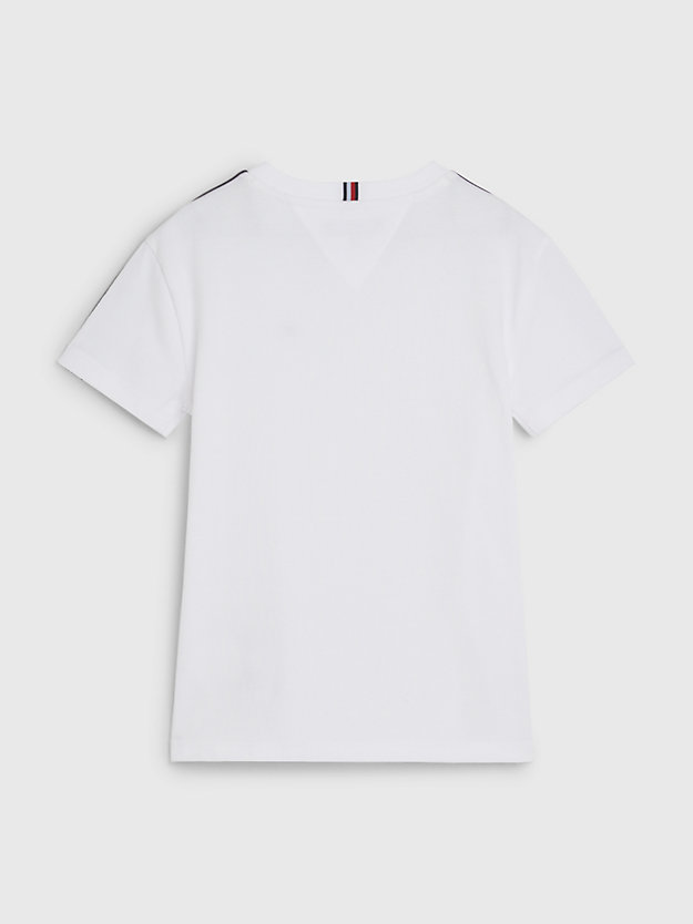 WHITE Logo Tape Pique T-Shirt for boys TOMMY HILFIGER