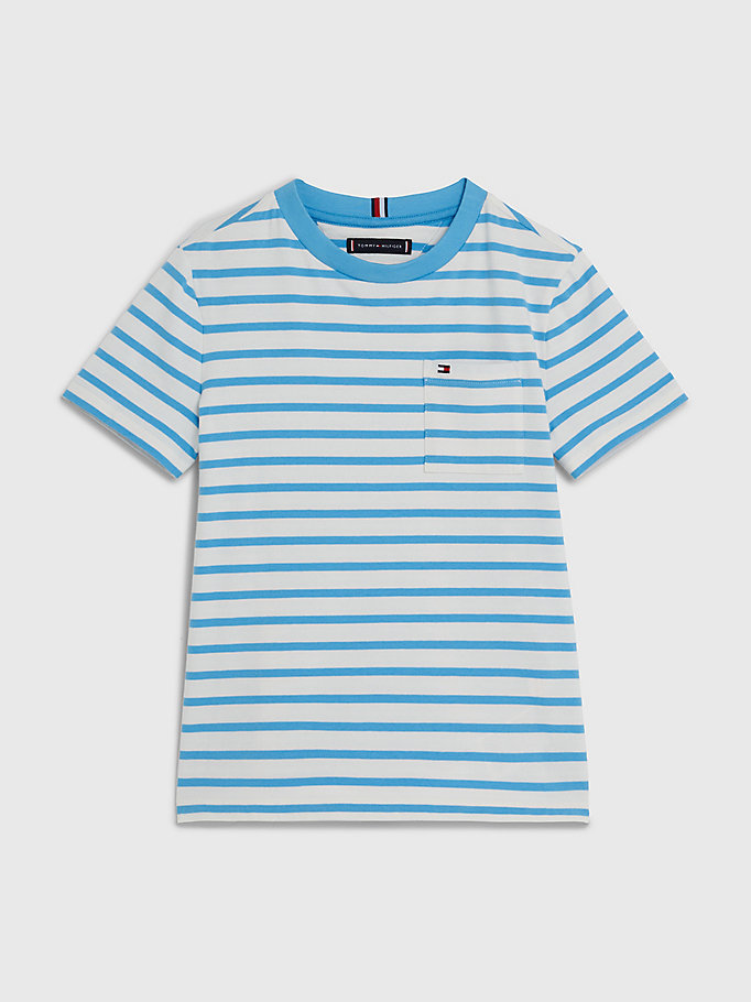 blau t-shirt mit breton-streifen und brusttasche für jungen - tommy hilfiger