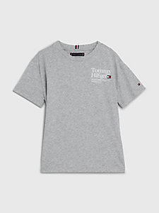 t-shirt con logo sul retro grigio da bambino tommy hilfiger