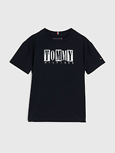 t-shirt multi-logos bleu pour boys tommy hilfiger