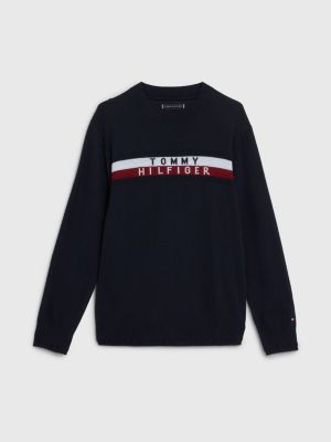 veiligheid Tekstschrijver Het Trui met intarsialogo en signature-tape | BLAUW | Tommy Hilfiger