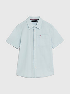 blue seersucker short sleeve shirt for boys tommy hilfiger