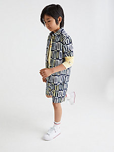 blue spell-out print short sleeve shirt for boys tommy hilfiger