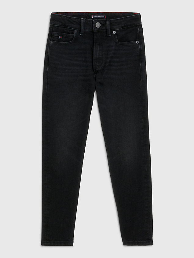 denim th modern straight zwarte jeans met monotype voor jongens - tommy hilfiger