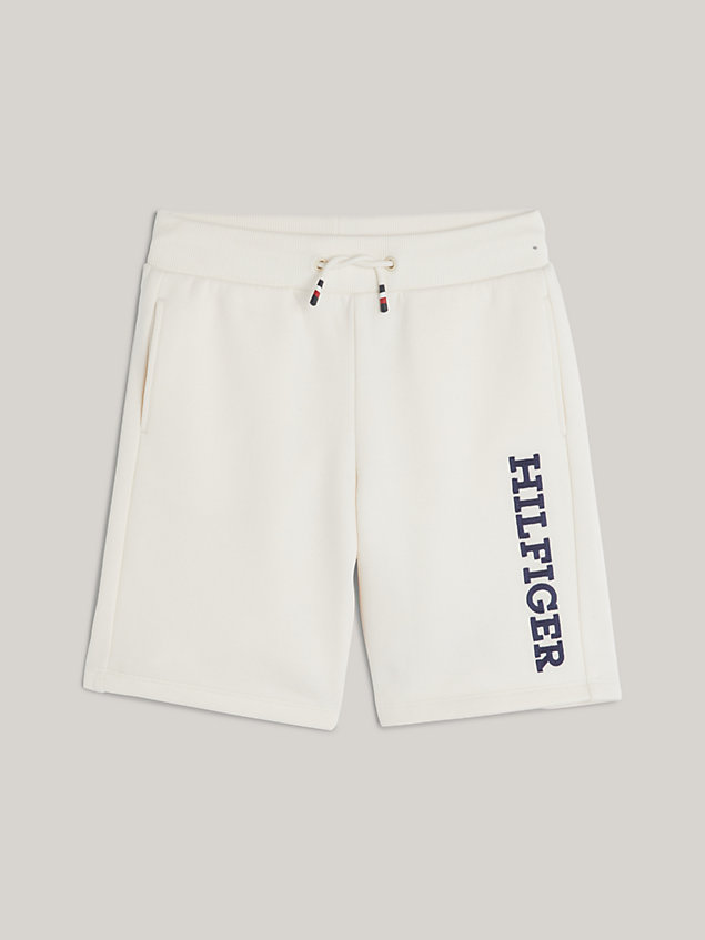 white hilfiger monotype sweat-shorts mit streifen für jungen - tommy hilfiger