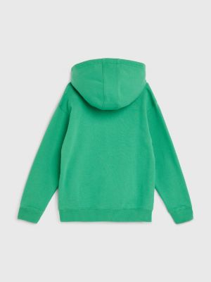 green essential arched logo hoody for boys tommy hilfiger