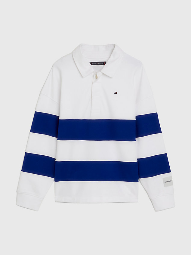 sweat varsity à rayures rugby blue pour garcons tommy hilfiger