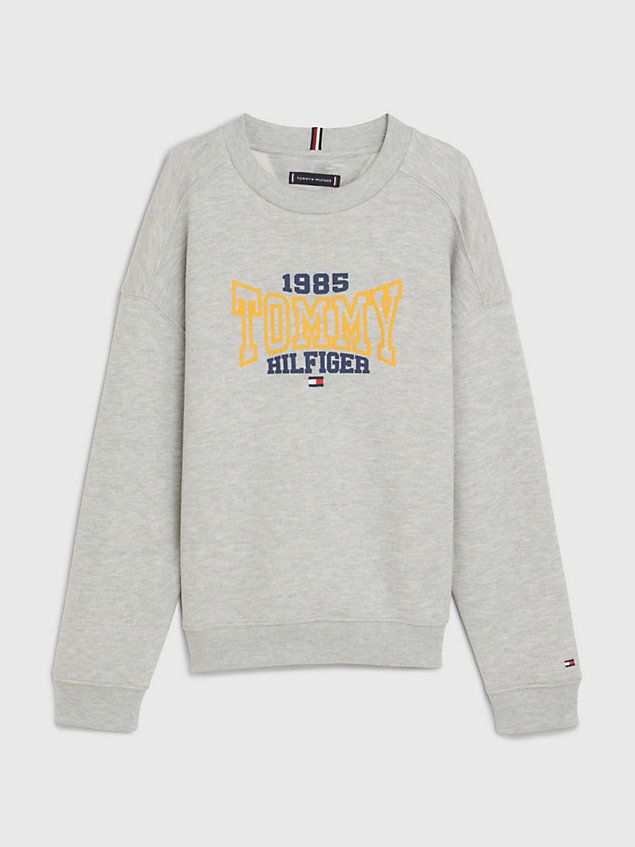 grey 1985 collection varsity logo sweatshirt for boys tommy hilfiger