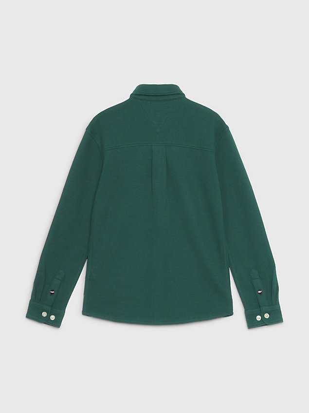 camisa con textura gofrada essential green de nino tommy hilfiger