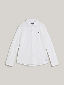 white essential waffle texture shirt for boys tommy hilfiger