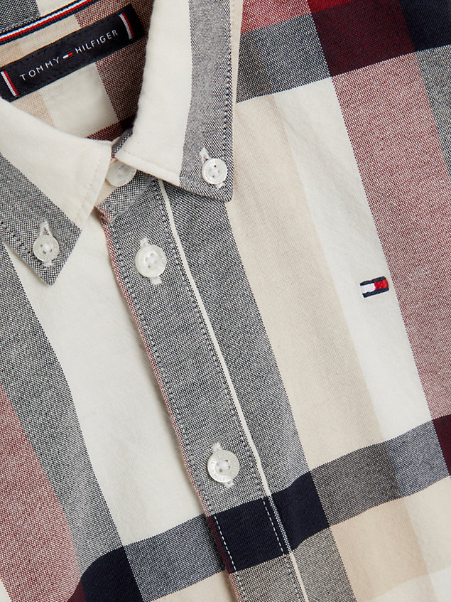 camicia global stripe a quadri white da bambino tommy hilfiger