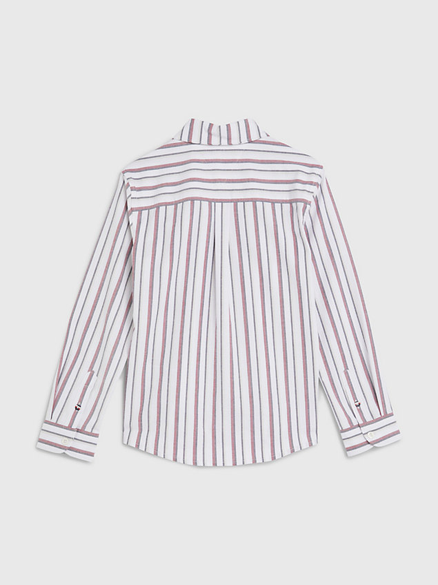 white global stripe overhemd met monogram voor jongens - tommy hilfiger