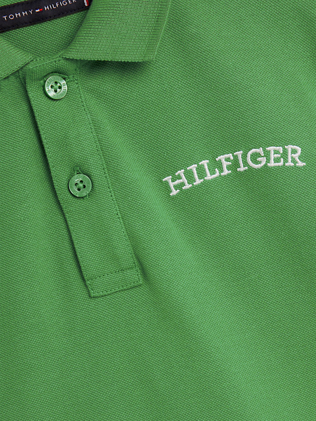 green essential arched logo embroidery polo for boys tommy hilfiger