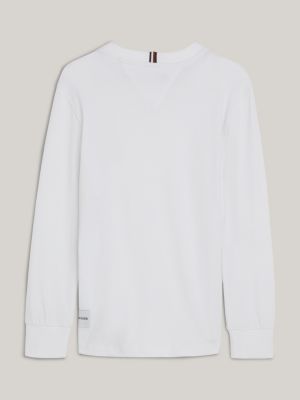 Hilfiger Monotype Long Tommy T-Shirt White | Hilfiger Sleeve 