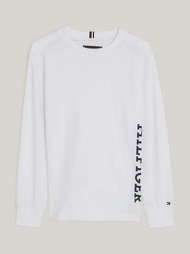 white hilfiger monotype long sleeve t-shirt for boys tommy hilfiger
