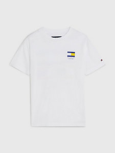 t-shirt con bandierine bianco da bambino tommy hilfiger