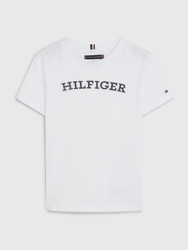 white essential t-shirt met logo voor jongens - tommy hilfiger