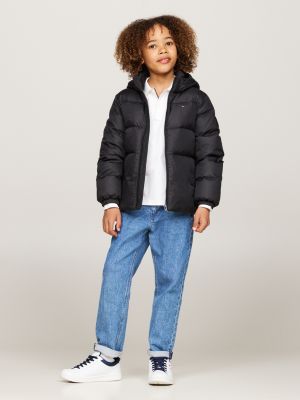 Tommy Hilfiger Chaqueta acolchada con capucha para hombre, Negro -, Small:  : Moda