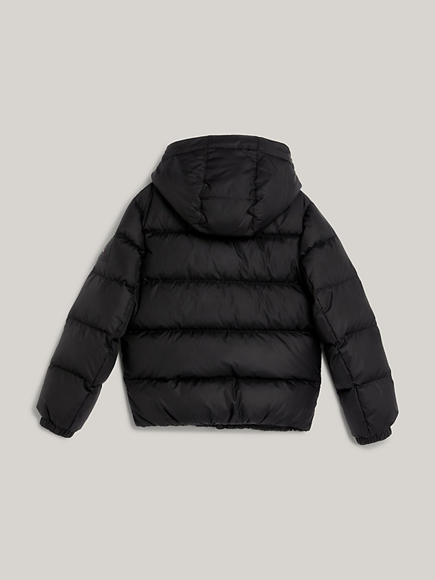 black essential padded hooded jacket for boys tommy hilfiger
