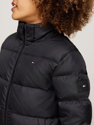 black down-filled hooded relaxed puffer jacket for boys tommy hilfiger