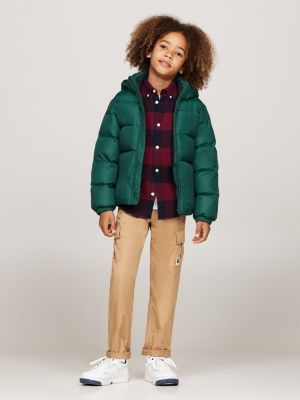 green down-filled hooded relaxed puffer jacket for boys tommy hilfiger