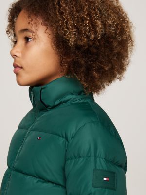 doudoune décontractée à capuche vert pour garçons tommy hilfiger