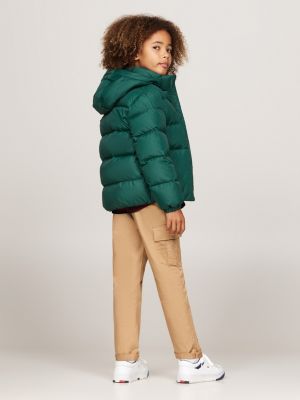 piumino relaxed fit con cappuccio verde da bambini tommy hilfiger