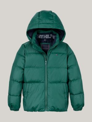 doudoune décontractée à capuche vert pour garçons tommy hilfiger