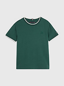 groen th monogram t-shirt met contrast voor jongens - tommy hilfiger