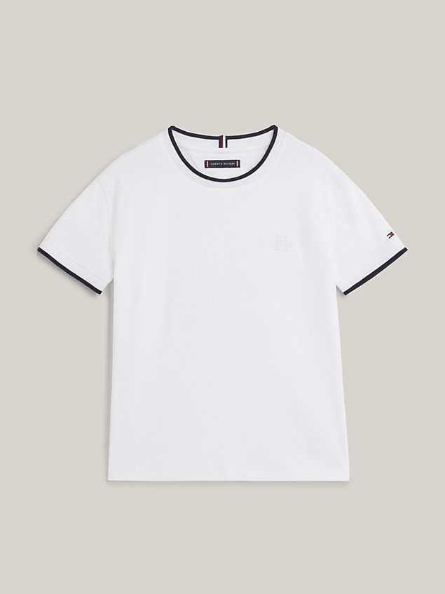 white th monogram contrast t-shirt for boys tommy hilfiger