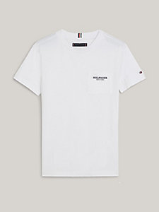 t-shirt essential à poche plaquée blanc pour garcons tommy hilfiger