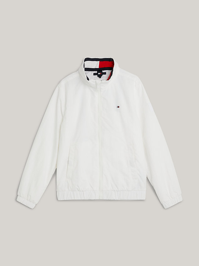 white essential zip-thru jacket for boys tommy hilfiger