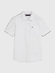 biały koszula oxford z krótkim rękawem dla boys - tommy hilfiger