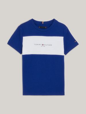 t-shirt essential à motif colour-block bleu pour garcons tommy hilfiger