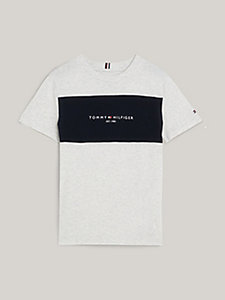 t-shirt essential à motif colour-block gris pour garcons tommy hilfiger