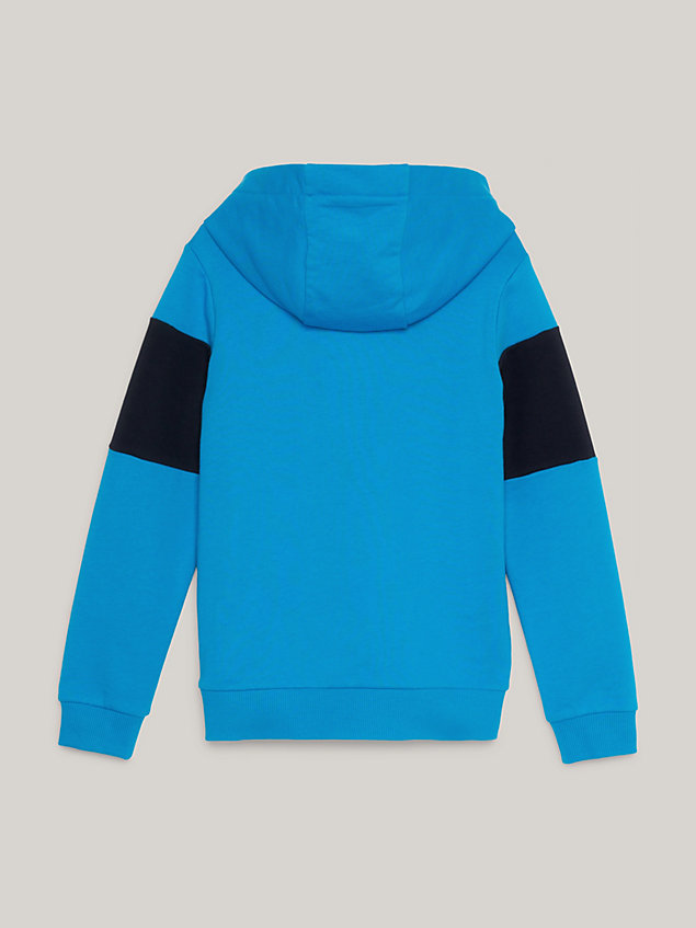 blue essential color block-hoodie mit logo für jungen - tommy hilfiger