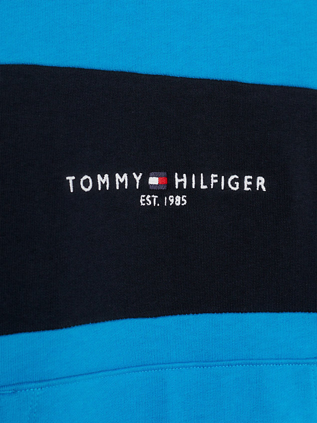 blue essential colour-blocked logo hoody for boys tommy hilfiger