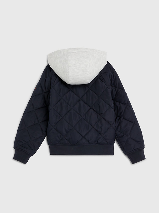 blue essential quilted hooded bomber jacket for boys tommy hilfiger