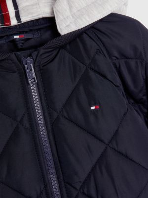 Essential Quilted Hooded Bomber Jacket | BLUE | Tommy Hilfiger