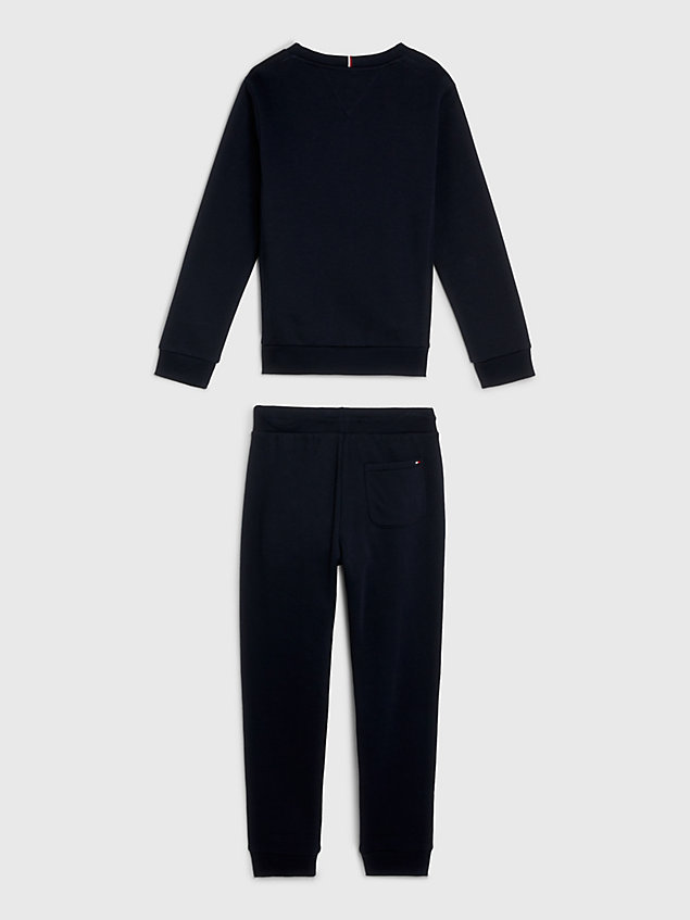 blue hilfiger monotype sweatshirt and joggers set for boys tommy hilfiger