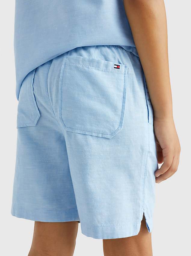 blue hemp blend drawstring shorts for boys tommy hilfiger