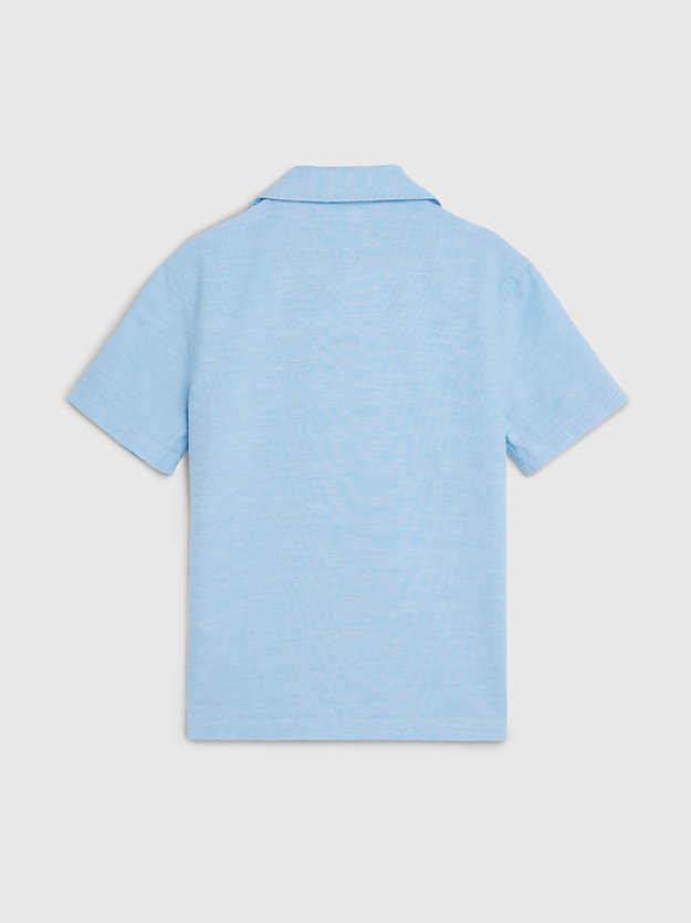 blau kurzarmhemd aus hanfmix für jungen - tommy hilfiger