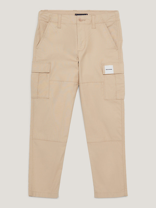 beige harlem tapered water repellent cargo trousers for boys tommy hilfiger