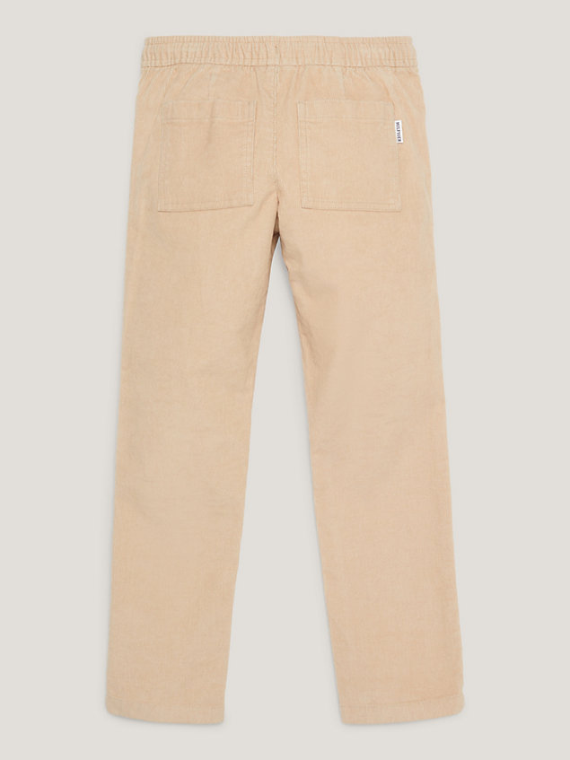 beige relaxed pull-on corduroy trousers for boys tommy hilfiger
