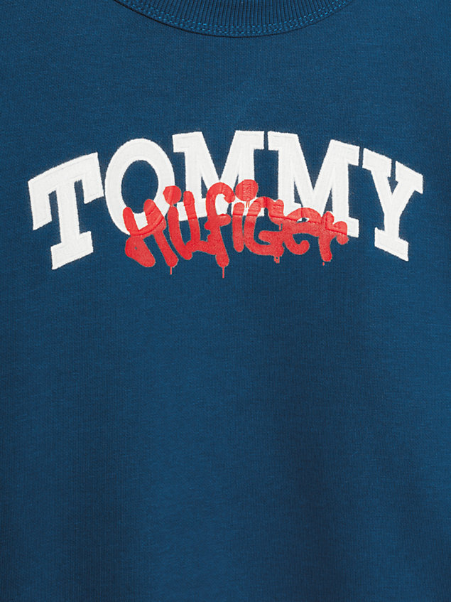 blue graffiti logo archive sweatshirt for boys tommy hilfiger