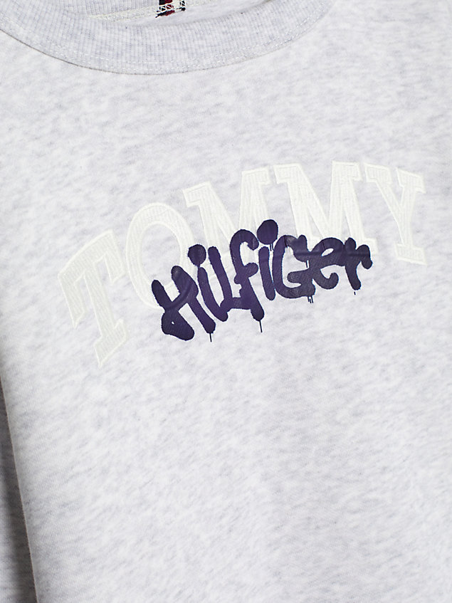 grey archive fit sweatshirt mit graffiti-logo für jungen - tommy hilfiger