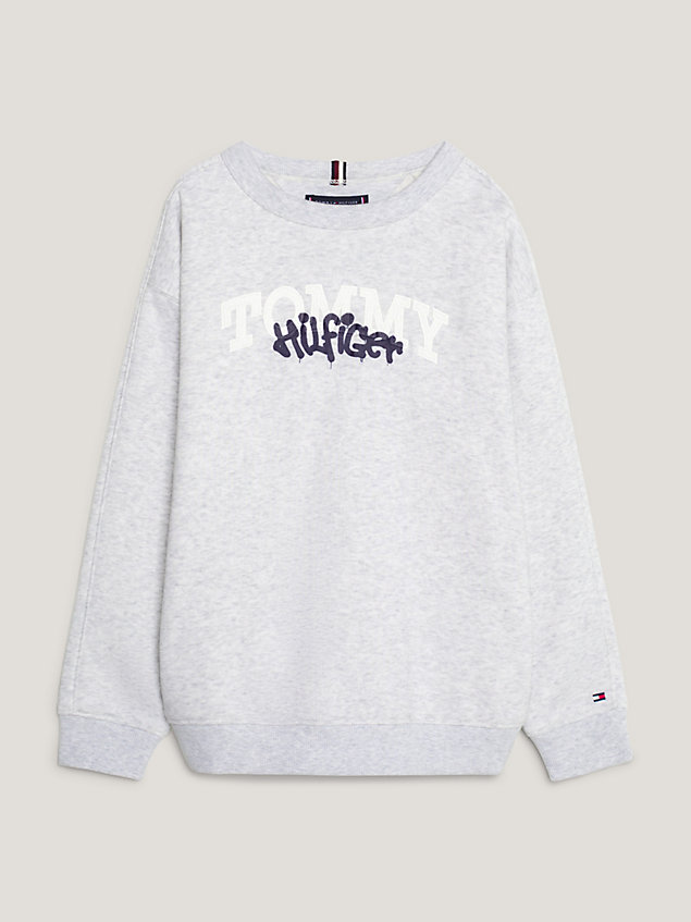 grey archive fit sweatshirt mit graffiti-logo für jungen - tommy hilfiger